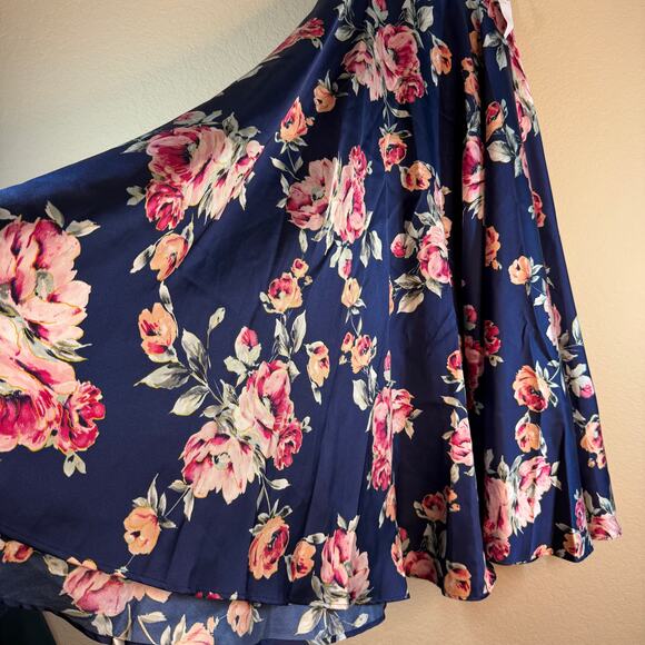 City Studio Maxi Skirt Juniors 1 Blue Floral Formal Evening Party Event Prom - Picture 10 of 12